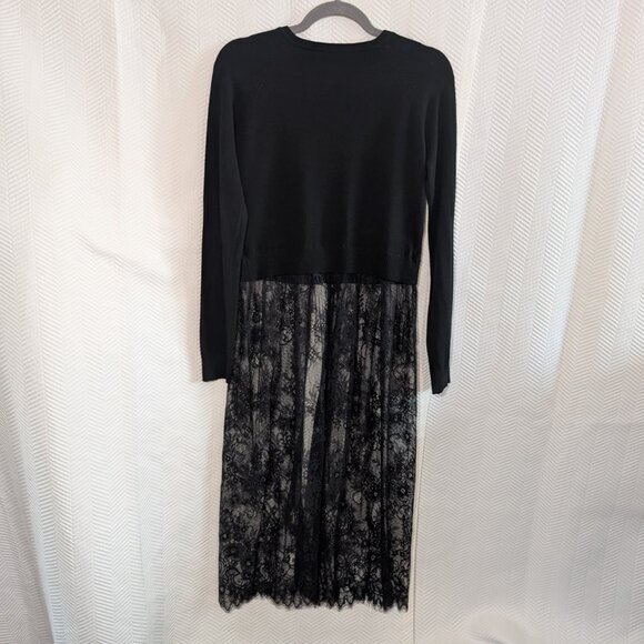 Vivian Shyu Italy Cardigan Dress Black Knit Lace Hem Skirt Size S Whimsigoth - Picture 7 of 10